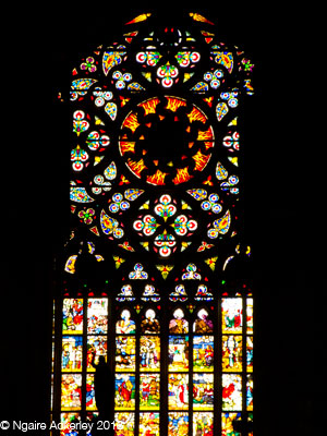 Stained glass windows inside the Duomo, Milan, Italy