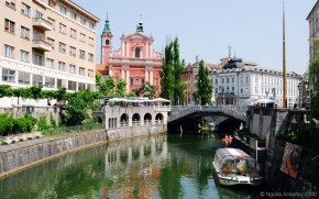The canal running through Ljubljana, Slovenia