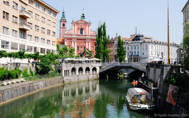The canal running through Ljubljana, Slovenia