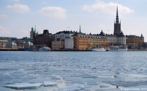 Ice breaking apart in a lake in Stockholm, Sweden