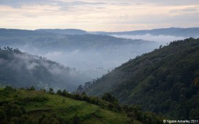 Misty Valley near Lake Bunyonyi in Uganda