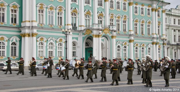 Military Band outside the Winter Palace, Saint Petersburg, Russia
