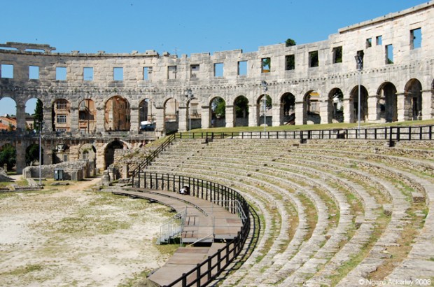 Inside Pula Arena - an amphitheater in Pula, Croatia