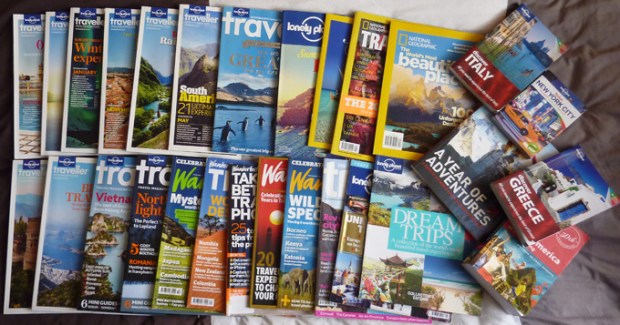 travel magazines, books, guides