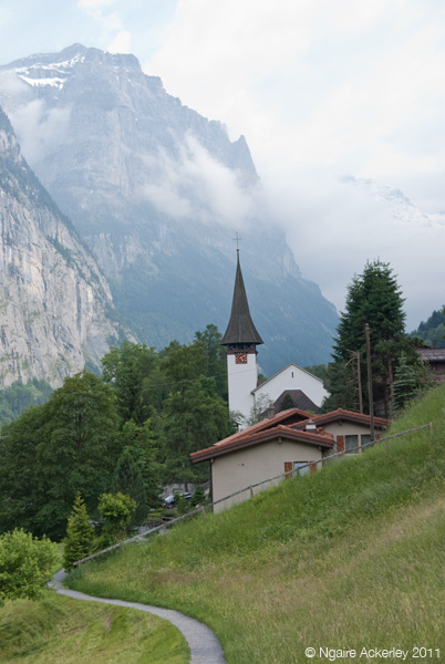 Valley with waterfall, Lauterbrunnen, Switzerland