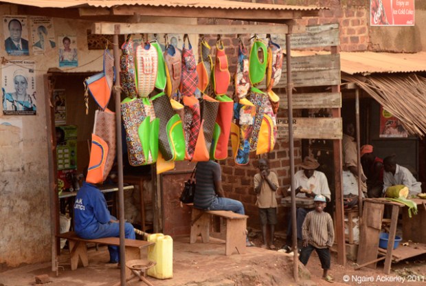 Shops on roadside in Kampala, Uganda