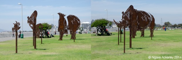 Rhino art along the walkway to Seapoint from Green Point
