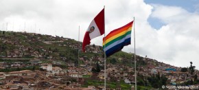 Peru and Andes flags in Cusco