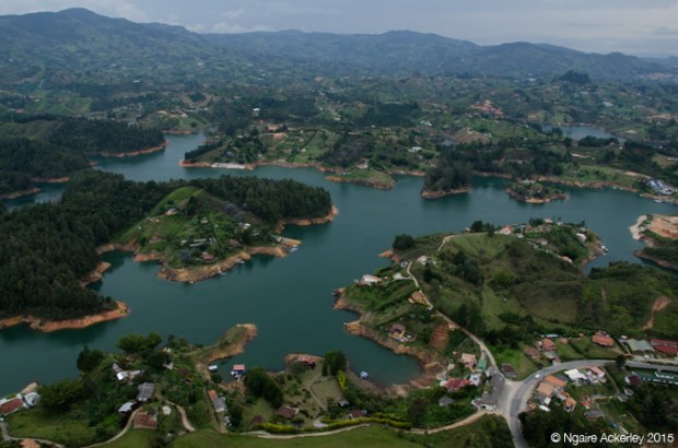 View over Guatape region from La Piedra del Penol
