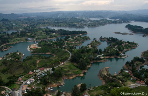 View over Guatape region from La Piedra del Penol