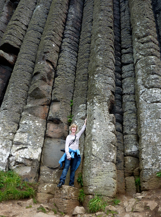 Demonstrating how tall parts of the Giants Causeway are