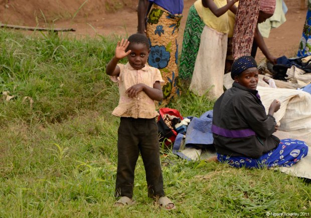 Waving on the roadside, Kenya