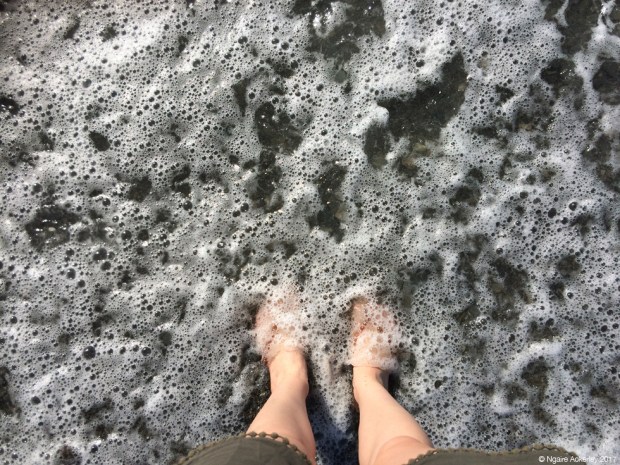 Chilly water in Hokitika Beach