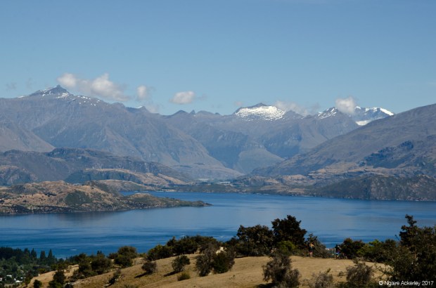 View of Lake Wanaka walking up Mount Iron